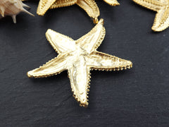 Large Starfish Sea Star Necklace Pendant, Side Facing Bail, 22k Matte Gold Plated, 1pc