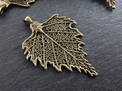 Large Skeleton Leaf Pendant Charm, Filigree Leaf, Metal Leaf Pendant, Drop Foliage Charms, Fall Nature Jewelry, Antique Bronze Plated