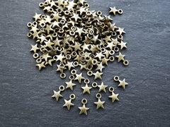 20 Mini Puff Star Charms, Bronze Star Charm, Tiny Charms, Drop Charm, Bracelet Charms, Beading Supplies, Antique Bronze Plated