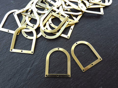 8 Raw Brass Arch D Shaped Thin Pendant Charm Blank, Earring Connector Findings, 35x28mm, 4 Holes