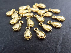 20 Gold Mini Teardrop Charms, Tiny Tear Drop Dangle Charm Pendants, 22k Matte Gold Plated Brass