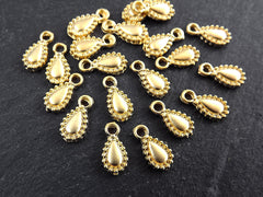 20 Gold Mini Teardrop Charms, Tiny Tear Drop Dangle Charm Pendants, 22k Matte Gold Plated Brass