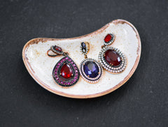 Red Crystal Teardrop Necklace Pendant with Pink Clear Rhinestones and Bail, Sterling Silver Antique Bronze, 1PC