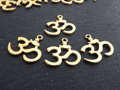 Gold OM Symbol Yoga Aum Pendant Charms, Chakra, Yoga Charms, OM mantra, Ohm, 22k Matte Gold Plated