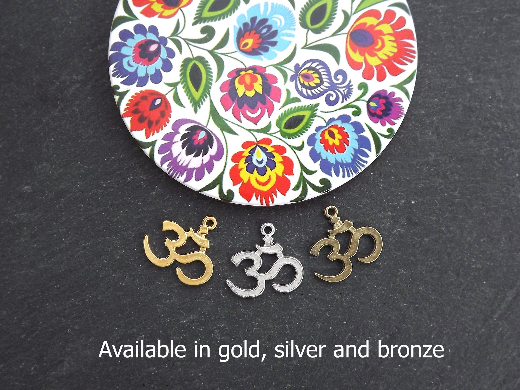 Bronze OM Symbol Yoga Aum Pendant Charms, Chakra, Yoga Charms, OM