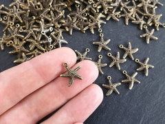 Tiny Bronze Starfish Charms, Beach Star, Nautical Marine Pendant, Star fish, Animal Bracelet Charms, Antique Bronze 10pcs