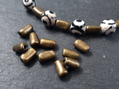 Bronze Tube Bead Spacers 8mm, Organic Nugget Beads, Short Large Greek Mykonos Bead, Tarnish Resistant Beads, Antique Bronze Plated, 10pcs