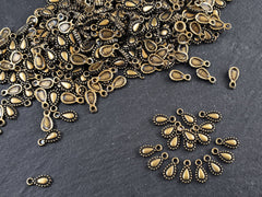 20 Bronze Mini Teardrop Charms, Tiny Tear Drop Dangle Charm Pendants, Antique Bronze Plated Brass