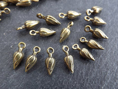 15 Mini Bronze Twisted Pointy Drop Charms, Tiny Dangle Drop Pendant, Teardrop Beads, Bronze Drop Beads