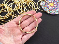 Large Gold Twisted Ring Connector Pendant, Round Closed Hoop Loop Link, 22k Matte Gold, 1PC