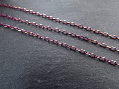 3 x 2mm Purple Gold Diamond Cut Cable Chain, Delicate Oval Link Grape Purple Chain, 2 Meters