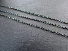 3 x 2mm Emerald Green Gold Diamond Cut Cable Chain, Delicate Oval Link Deep Emerald Green Chain, 2 Meters