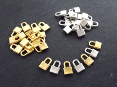 4 Gold Padlock Charm Pendants, Plain Lock Dangle Charms, 22k Matte Gold Plated, 15x10mm