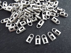 Mini Padlock Charm Pendants, Tiny Keyhole Lock Dangle Charms, Matte Antique Silver Plated, 13x7mm, 8pcs