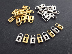 8 Mini Gold Padlock Charm Pendants, Keyhole Lock Dangle Charms, 22k Matte Gold Plated, 13x7mm
