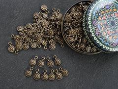Rustic Tribal Dot Disc Coin Charms, Round Drop Pendant Charm, Bracelet Charm, Beading Charm, Antique Bronze Plated, 10pcs