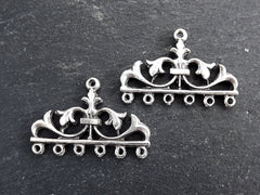 Silver Multi Strand Necklace Connector, Fleur de Lis Chandelier, Strand Link, Necklace Finish, Antique Silver Plated, 2pc