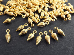 15 Mini Gold Twisted Pointy Drop Charms, Tiny Dangle Drop Pendant, Teardrop Beads, Gold Drop Beads, 22k Matte Gold Plated Brass