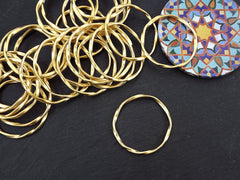 Large Gold Twisted Ring Connector Pendant, Round Closed Hoop Loop Link, 22k Matte Gold, 1PC