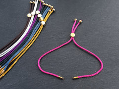 White Adjustable Rope Slider Bolo Bracelet Blanks, 2mm Rope Cord Bracelets with Sliding Bead, Gold Findings, 1pc