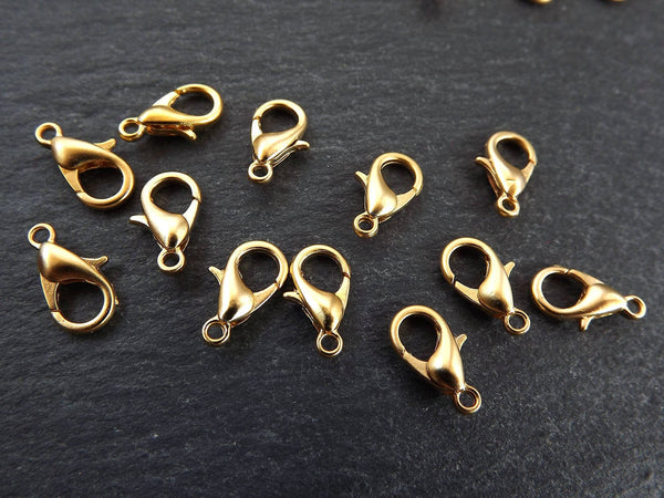 Gold Hook Clasp Findings, Shepherds Hook Clasp, Necklace Clasps, Bracelet  Clasp, 22k Matte Gold Plated Brass, 4 Hooks 