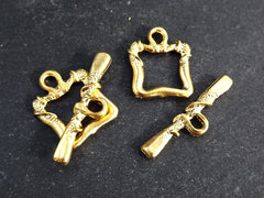 Square Toggle Clasps, T Bar Clasp, Gold Toggle Clasps, Gold Clasps, Necklace Closure, Bracelet Finish, 22k Matte Gold Plated, 3 sets