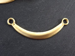 Gold Curved Collar Bar Pendant Connector, Necklace Component, 22k Matte Gold Plated 1pc