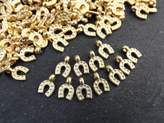 Mini Gold Horseshoe Charms, Tiny Horse Shoe Charms, Small Gold Charms, 22k Matte Gold Plated