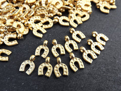 Mini Gold Horseshoe Charms, Tiny Horse Shoe Charms, Small Gold Charms, 22k Matte Gold Plated