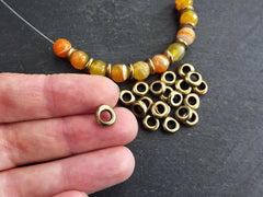 Bronze Heishi Washer Bead Spacers, Mykonos Greek Beads, Organic Round Metal Beads, Jewelry Making Supply, Antique Bronze Plated, 15pc