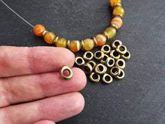 Bronze Heishi Washer Bead Spacers, Mykonos Greek Beads, Organic Round Metal Beads, Jewelry Making Supply, Antique Bronze Plated