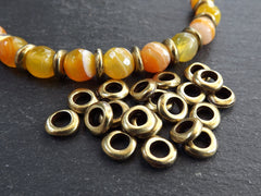 Bronze Heishi Washer Bead Spacers, Mykonos Greek Beads, Organic Round Metal Beads, Jewelry Making Supply, Antique Bronze Plated, 15pc