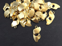 Gold Mask Pendant, Phantom of the Opera Mask, Mardi Gras Masquerade, Necklace Earring Eye Pendant, 22k Matte Gold Plated, 1pc