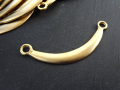 Gold Curved Collar Bar Pendant Connector, Necklace Component, 22k Matte Gold Plated 1pc