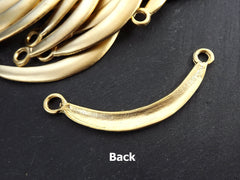 Gold Curved Collar Bar Pendant Connector, Necklace Component, 22k Matte Gold Plated 1pc