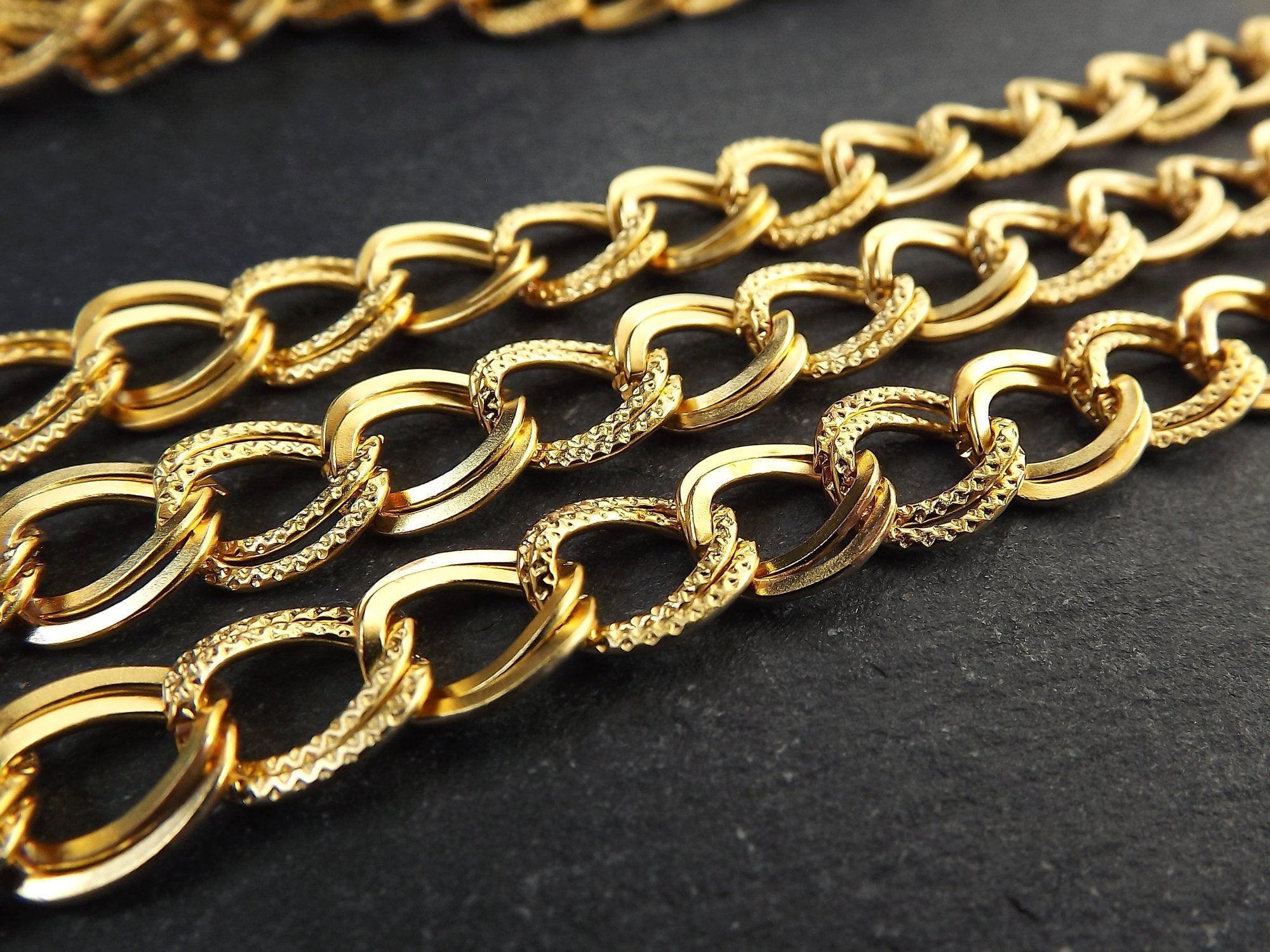 Twisted Double Link Textured Pressed Curb Chain, Jewelry Making Chain, –  LylaSupplies