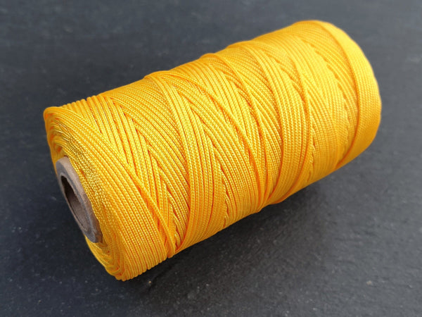 100m Yellow Knotting Cord, Macrame Parachute Cord, Nylon Beading Knot String, Kumihimo, 1mm, Full 100 Meter Roll, Mimosa