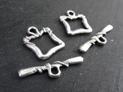 Square Toggle Clasps, T Bar Clasp, Silver Toggle Clasps, Gold Clasps, Necklace Closure, Bracelet Finish, Matte Antique Silver Plated, 3 sets