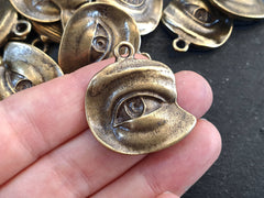 Bronze Eye Pendant, All Seeing Eye Charms, Evil Eye Charm, Evil Eye Pendants, Protective Amulet Talisman, Antique Bronze Plated, 1pc