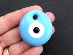 Baby Blue Evil Eye Bead Pendant Turkish Nazar Glass Protective Talisman - 45mm - 1pc
