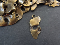 Bronze Mask Pendant, Phantom of the Opera Mask, Mardi Gras Masquerade, Necklace Earring Eye Pendant, Antique Bronze Plated, 1pc
