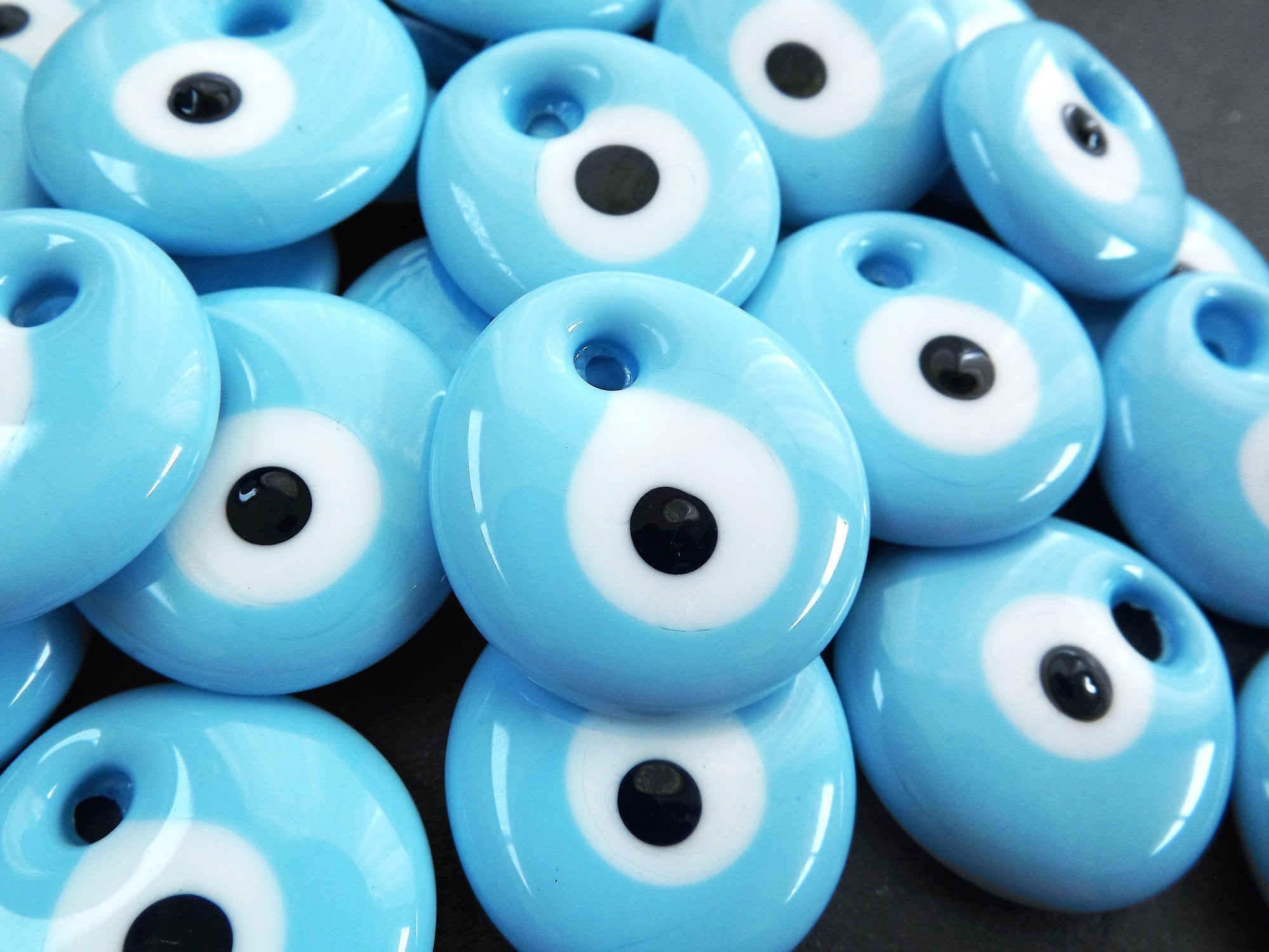  SAVITA 100pcs Blue Evil Eye Beads Eyeball Beads