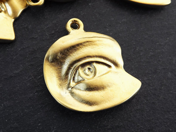 Gold Eye Pendant, All Seeing Eye Charms, Evil Eye Charm, Evil Eye Pendants, Protective Amulet Talisman, 22k Matte Gold Plated, 1pc