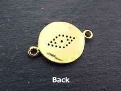 Enamel Evil Eye Charm Pendant Connector, Black Evil Eye CZ Rhinestone Pendant, Good Luck Charm, Gold Plated