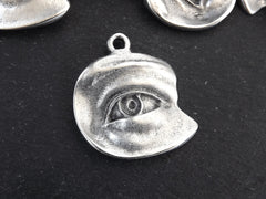 Silver Eye Pendant, All Seeing Eye Charms, Evil Eye Charm, Evil Eye Pendants, Protective Amulet Talisman, Matte Antique Silver Plated, 1pc