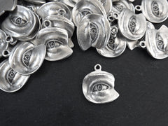 Silver Eye Pendant, All Seeing Eye Charms, Evil Eye Charm, Evil Eye Pendants, Protective Amulet Talisman, Matte Antique Silver Plated, 1pc