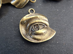 Bronze Eye Pendant, All Seeing Eye Charms, Evil Eye Charm, Evil Eye Pendants, Protective Amulet Talisman, Antique Bronze Plated, 1pc