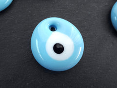 Baby Blue Evil Eye Bead Pendant Turkish Nazar Glass Protective Talisman - 45mm - 1pc