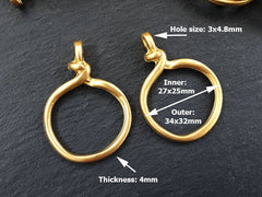 Twisted Circle Loop Pendant Connector Link, Gold Ring Closed Loop, 22k Matte Gold Plated, 2 PC