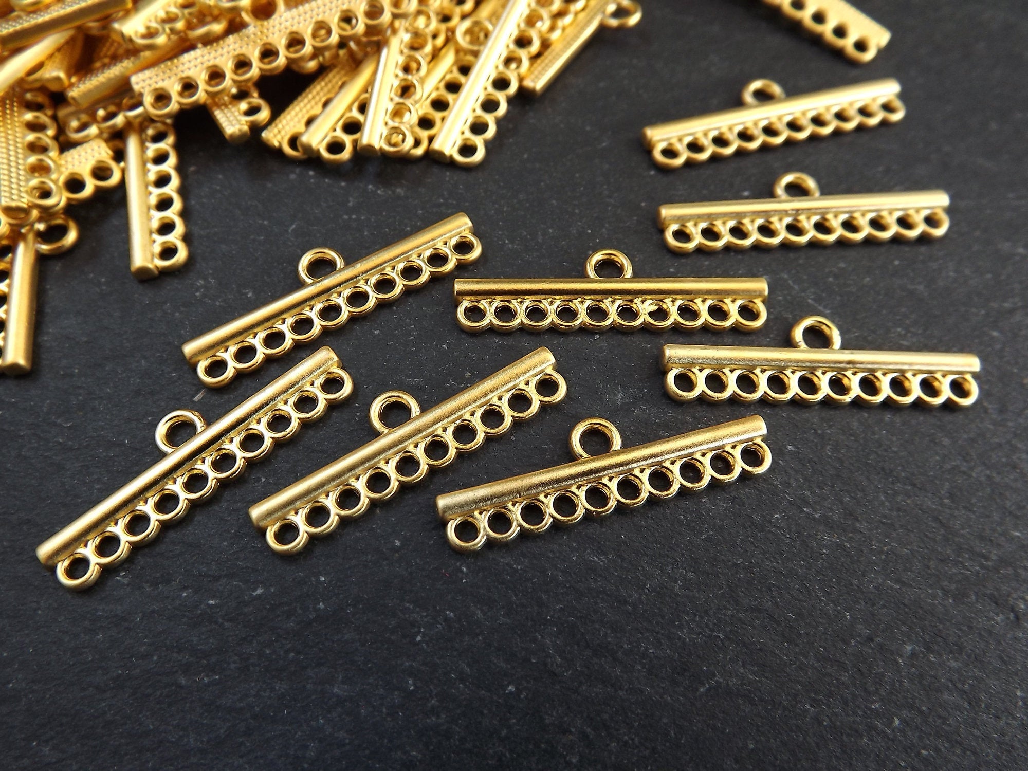 Multi Strand Rectangle Connector, Gold Necklace Connector, Multiple Loop  Tribal Earring Charms, Gold Jewelry Findings, Chandelier Earrings 